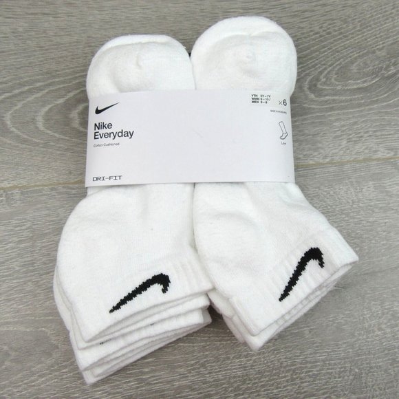 Nike Everyday Cushioned White Low Socks (6 Pack) Women's 6-10 / Youth 5Y-7Y NEW - Picture 2 of 7